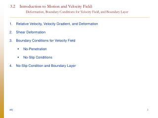 Relative Velocity, Velocity Gradient, and Deformation Shear Deformation