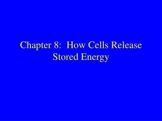 Chapter 8: How Cells Release Stored Energy