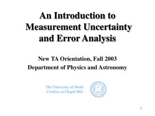 An Introduction to Measurement Uncertainty and Error Analysis