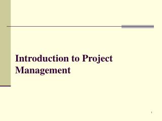 Introduction to Project Management