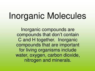 Inorganic Molecules