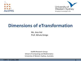 Dimensions of eTransformation