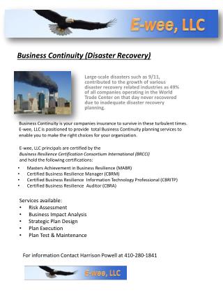 Business Continuity (Disaster Recovery)