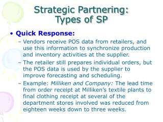 Strategic Partnering: Types of SP