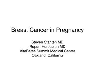 Breast Cancer in Pregnancy