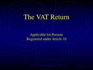 The VAT Return