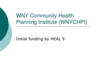 WNY Community Health Planning Institute (WNYCHPI)