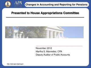 Presented to House Appropriations Committee