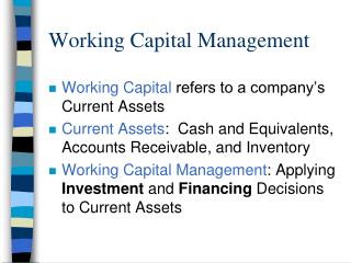 Working Capital Management