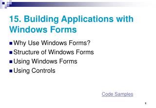15. Building Applications with Windows Forms