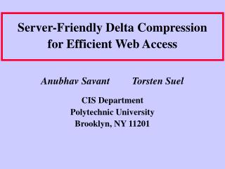 Server-Friendly Delta Compression for Efficient Web Access