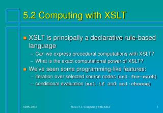 5.2 Computing with XSLT
