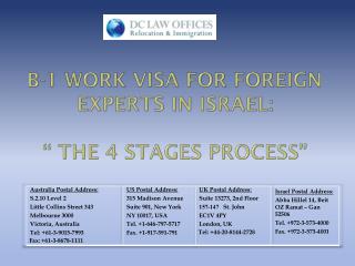 B-1 Work Visa for Foreign Experts in Israel: “ THE 4 STAGES Process”