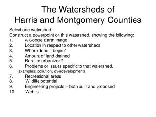 The Watersheds of Harris and Montgomery Counties