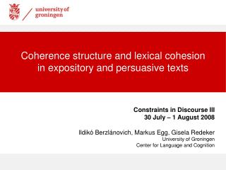 Coherence structure and lexical cohesion in expository and persuasive texts