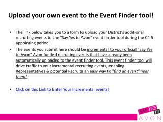 Upload your own event to the Event Finder tool!