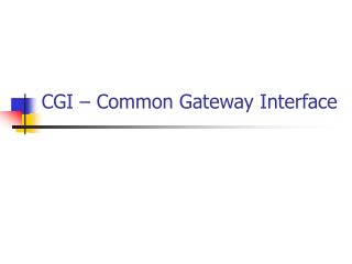 CGI – Common Gateway Interface