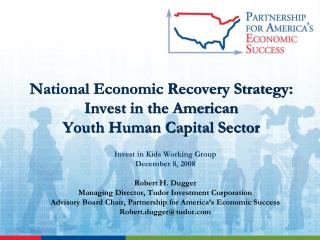 National Economic Recovery Strategy: Invest in the American Youth Human Capital Sector