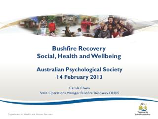 Bushfire Recovery Social, Health and Wellbeing