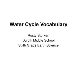 Water Cycle Vocabulary