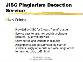 JISC Plagiarism Detection Service