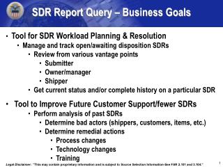 SDR Report Query – Business Goals