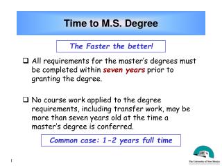 Time to M.S. Degree