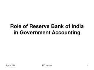 Role of Reserve Bank of India in Government Accounting