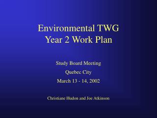 Environmental TWG Year 2 Work Plan