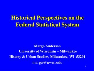 Historical Perspectives on the Federal Statistical System