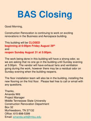 BAS Closing