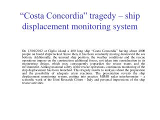 “Costa Concordia” tragedy – ship displacement monitoring system