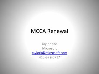 MCCA Renewal