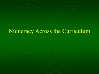 Numeracy Across the Curriculum