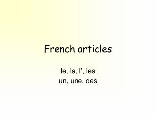French articles