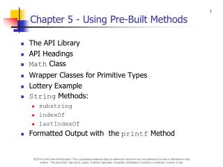 Chapter 5 - Using Pre-Built Methods
