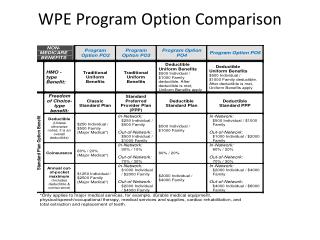 WPE Program Option Comparison