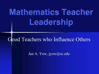 Mathematics Teacher Leadership