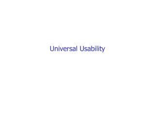 Universal Usability