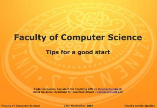 Faculty of Computer Science Tips for a good start