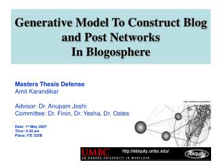 Generative Model To Construct Blog and Post Networks In Blogosphere