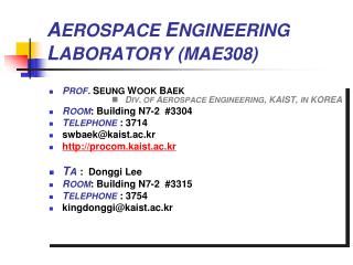 A EROSPACE E NGINEERING L ABORATORY (MAE308)