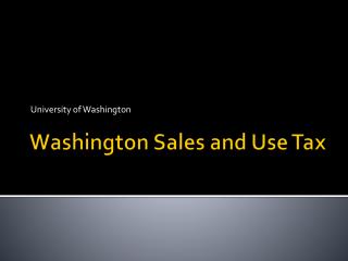 Washington Sales and Use Tax