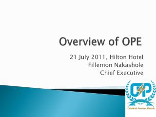 Overview of OPE