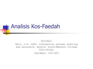 Analisis Kos-Faedah