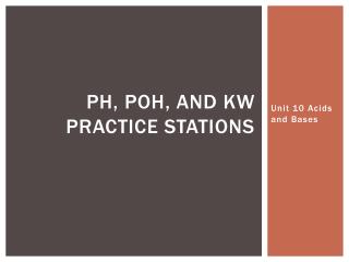 pH, poh , and kw practice stations