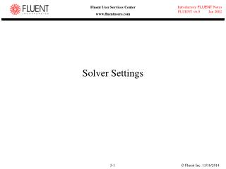 Solver Settings