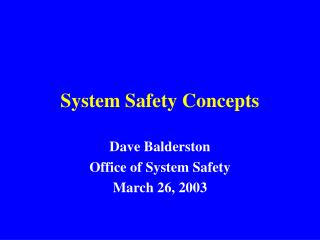 System Safety Concepts