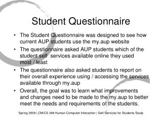 Student Questionnaire