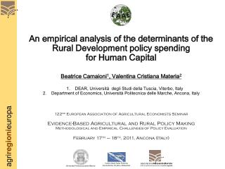 An empirical analysis of the determinants of the Rural Development policy spending